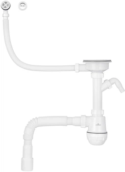Сифон для кухонної мийки KRONER KRP KS02R-1WHI 3 1/2"х40/50 мм з круглим переливом