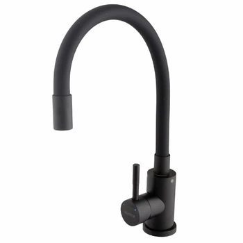 Змішувач для кухні Globus Lux із гнучким гусаком Black matte (ALPEN 203-BB) Чорний матовий