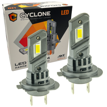 Лампа светодиодная для фар cyclone led h7 5000k 6700lm 25W type 44 2 шт комплект