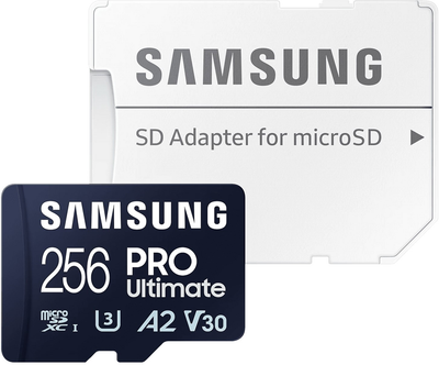 Карта пам'яті Samsung PRO Ultimate microSDXC 256GB UHS-I U3 V30 A2 + SD адаптер (MB-MY256SA/WW)