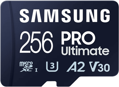 Карта пам'яті Samsung PRO Ultimate microSDXC 256GB UHS-I U3 V30 A2 + SD адаптер (MB-MY256SA/WW)