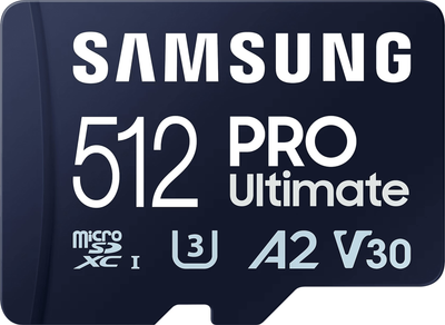 Карта пам'яті Samsung PRO Ultimate microSDXC 512GB UHS-I U3 V30 A2 + SD адаптер (MB-MY512SA/WW)