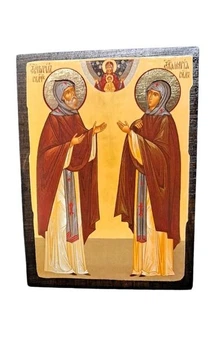 Икона Кирилл и Мария Радонежские святые (на дереве) 130*170 мм
