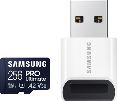 Карта пам'яті Samsung PRO Ultimate microSDXC 256GB UHS-I U3 V30 A2 + адаптер USB (MB-MY256SB/WW)