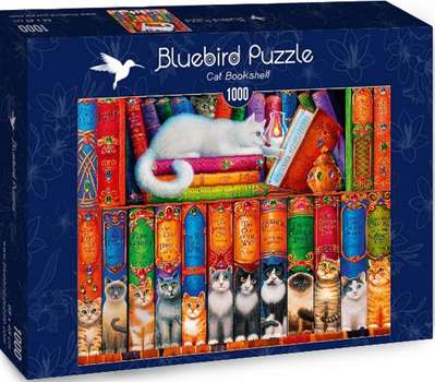 Puzzle Bluebird Kocia biblioteka 68 x 48 cm 1000 elementów (3663384703447)