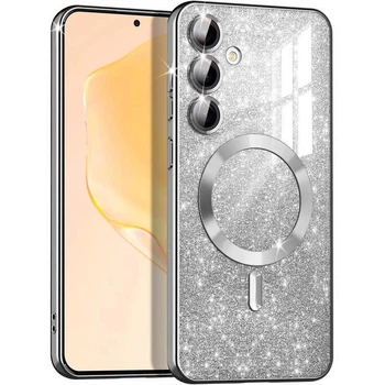 TPU чехол Delight case with MagSafe с защитными линзами на камеру для Samsung Galaxy S24 FE Серый / Gray Без бренда