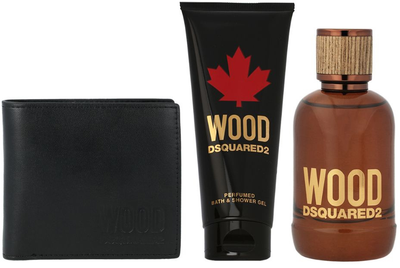 Zestaw prezentowy męski Dsquared2 Wood Portfel  + Woda toaletowa 100 ml + Żel pod prysznic 100 ml (8011003860593)