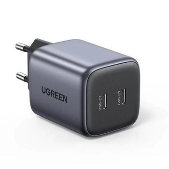 Сетевое зарядное устройство Ugreen fast charger GaN 2xUSB-C 45W Grey (CD294)