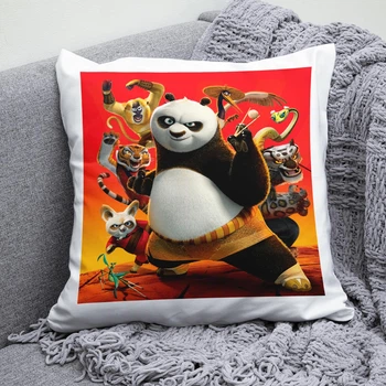 Плюшева подушка Кунг-фу панда Kung Fu Panda квадрат 35х35 см біла