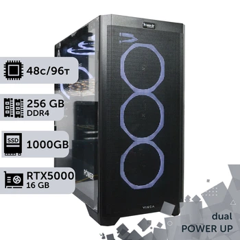 Двухпроцессорная рабочая станция PowerUp #482 AMD EPYC 7413 x2 / 256 GB / SSD 1TB / NVIDIA Quadro RTX5000 16GB для 3D моделирования видеомонтажа рендеринга для инженеров и архитекторов