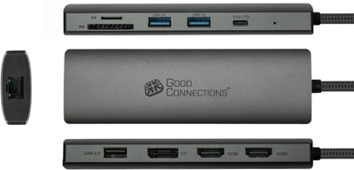 Hub USB Good Connections USB Type-C - HDMI/DisplayPort/RJ45/USB Type-C/USB Type-A/Card reader (HUB-C001A)