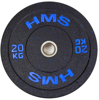 Диск олімпійський HMS Bumper 20 кг чорний з синім (5907695520767)