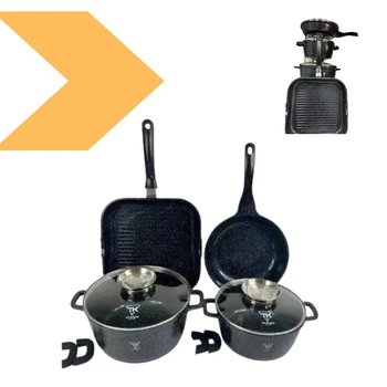 Набір каструль TOP KITCHEN TK-00031 з мармуровим покриттям, 8 предметів TOP KITCHEN TK-00031 чорний (24750-TK-00031_1955)