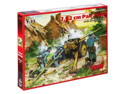 Збірна модель ICM 7,62 cм Pak 36 r , німецька протитанкова гармата 2 Світової війни з обслугою 35801