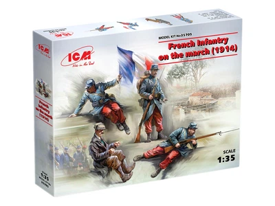 Сборная модель ICM Французская пехота на марше 1914 4 фигуры 35705