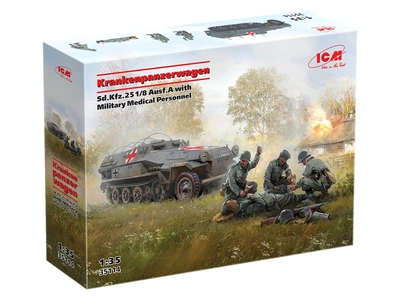 Сборная модель ICM 'Krankenpanzerwagen' Sd.Kfz.251/8 Ausf.A, немецкий санитарный Бронетехніка 2СВ с медицинским персоналом 35114