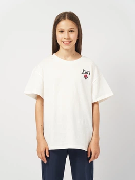 Подростковая футболка для девочки Levi's Lvg Oversized Levis Rose Tee 4EL489-W0E-LV 158 см (14A) Бежевая (3666643111380)