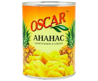 Ананас консервированный кусочками в сиропе TM TM Oscar ж / б 580 g