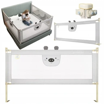 Захисний бар'єр для ліжечка ведмедик Primabobo BM01_SZ180 сірий 180 см Bed Lock кишеня