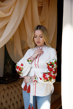 Вишиванка жіноча Галичанка Дарина льон білий M