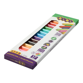 Пластилін 17кол. ZiBi KIDS Line 6228, 272г (12 стандарт +5 неон кольорів) /ZB.6228/