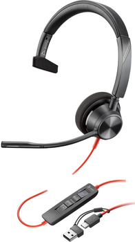 Słuchawki HP Poly Blackwire 3310 Monaural Microsoft Teams Certified USB-C Headset +USB-C/A Adapter (8X216AA)