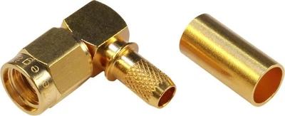 Разъем R-SMA (корпус-штекер, ц.контакт-гнездо) кабельный, угловой, обжим, 50 Ом, G30 (1.5/3.8); G54 (1.5/3.8 Flex), a=21.9, монтаж С0431, обжим N01003A0056, Telegartner (Германия) J01150R0061