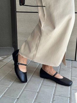 Женские балетки ShoesBand Черные натуральная кожа 38 (25 см) (S99811)