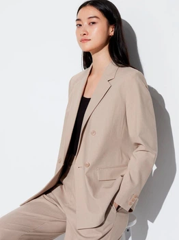 Піджак класичний подовжений жіночий Uniqlo 407350917 M Бежевий (1159811564)