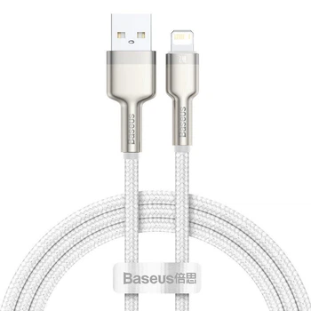 USB кабель Lightning для iPhone iPad Baseus Cafule Metal Series Data Cable (1m, 2.4A, 480Mbps). White