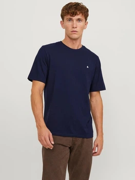 Футболка хлопковая длинная мужская Jack & Jones 12245087 XL Темно-синяя (5715427285026)