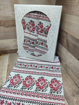 Набір лляна скатертина + рушники в подарунковій коробці 110*150 см + 4 шт 35*70 см (П4К-Al-nabir-lyon-002)
