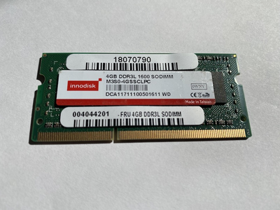 Оперативная память 4 ГБ, SODIMM DDR3L, Innodisk (для ноутбуков, 1600 МГц, 1.35 В, CL11, M3S0-4GSS Б/У
