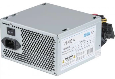 Блок питания 400 Вт Vinga, 24+4 pin, питание видеокарты - Нет, 120 мм, ATX, PSU-400-12 Б/У