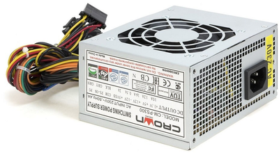 Блок живлення міні 350 Вт CROWN, 24+4 pin, живлення відеокарти - Ні, 80 мм, mATX, CM-PS300 Б/В