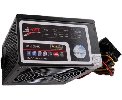 Блок питания 450 Вт FAST, 24+4 pin, питание видеокарты - Нет, 120 мм, ATX, F450-120B Б/У