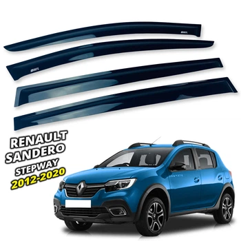Дефлектори вікон (вітровики) для Renault Sandero / Stepway 2012-2020 накладні (DEFL) Q2