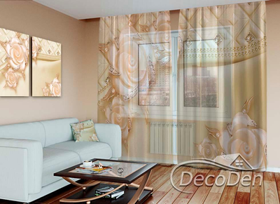 3D - Фото Тюль PHOTODECOR "Ніжні троянди"