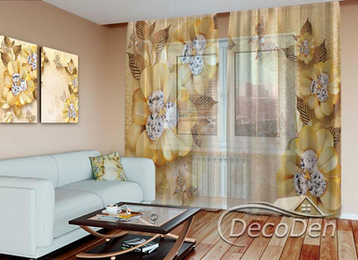 3D - Фото Тюль PHOTODECOR "Квіти на піску"