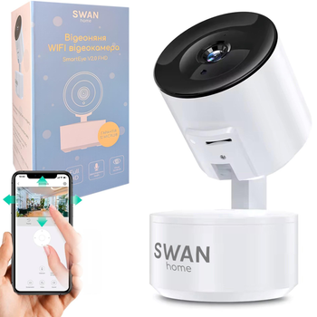 Видеоняня Swan Home Smart Eye V2.0 вебкамера ночного видения с подключением к телефону родительский контроль охрана дома камера видеонаблюдения с удаленным доступом поворот 360 градусов с микрофоном и динамиком видео няня белая