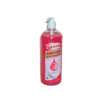 Мило рідке San Clean 1000 г, рожеве, з дозатором