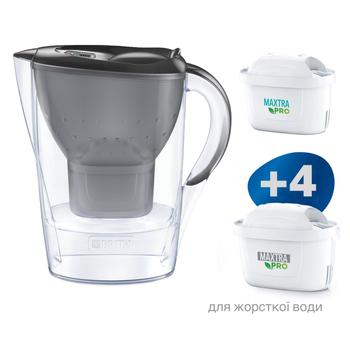 Фильтр-кувшин для жесткой воды Brita Marella 2,4 л Черный с картриджами Maxtra Pro 1 шт + Maxtra Pro Hard Water 4 шт