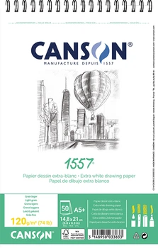 Альбом для эскизов на спирали Canson 1557 А5 14.8x21 см 120г/м2 50 листов белый цвет (3148950033833)