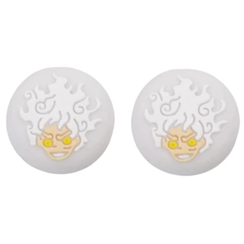 Силиконовые накладки на стики One Piece: Luffy GEAR 5 (White) для геймпадов Sony DualShock PS4 / DualSense PS5 / Xbox Series|One (2шт.) [447689027]
