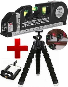 Універсальний лазерний рівень Fixit Laser Level PRO 3 нівелір рідинний з вбудованою рулеткою та лінійкою 4 в 1 + гнучка тринога