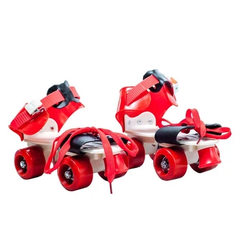 Детские раздвижные ролики Квады на обувь Baby Quad размер 26-29, колеса PU, красный (PU-0102)