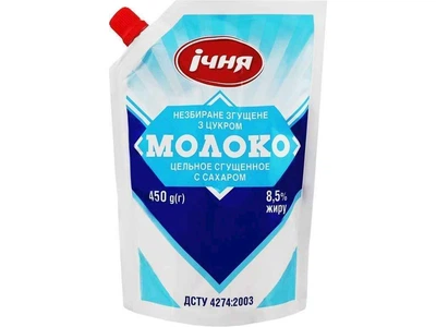 Молоко згущене ІЧНЯ 450г незбиране з цукром дой-пак 8,5%
