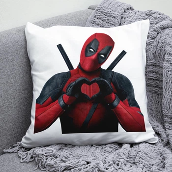 Плюшева подушка Deadpool Дедпул та Єдиноріг квадрат 35х35 см біла