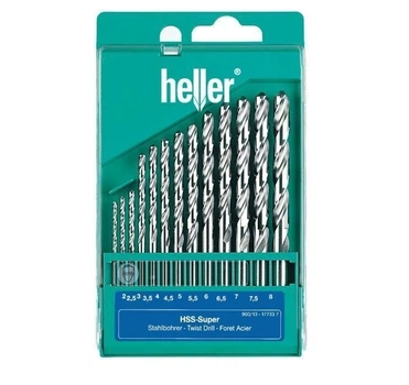 Набор сверл Heller HSS-Super 2/2.5/3/3.5/4/4.5/5/5.5/6/6.5/7/7.5/8 мм по металлу, 13 шт 17733 (11017)