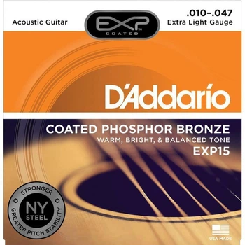 Струны Для Акустической Гитары D'Addario EXP15 Phosphor Bronze Extra Light Acoustic Guitar Strings 10/47